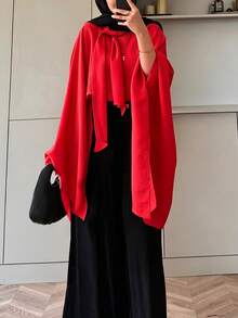 Women's Minimalist Elegant Commuter Stand Collar Pullover Top, Solid Color, Suitable For Daily Wear And Dates - Red - View 5