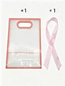 Transparent Gift Bags With Black Trim And Satin Bow; Reusable Transparent PVC Tote Bags For Classroom Rewards, Wedding, Bridal Shower, Birthday Gift Packaging And More. These Gift Bags Can Also Be Used To Wrap Flowers, Perfect For Use In Boutiques (Available In Multiple Colors). - Transparent Gift Bag - View 19