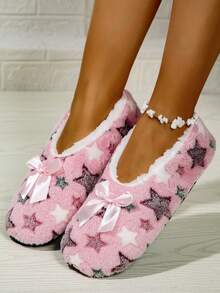 RALSWNAY Fall/Winter Women's Soft And Comfortable Indoor Home Slippers,Fluffy Slippers - Pink - View 3