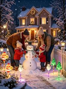 Christmas Solar Stake Lights, Santa Claus Snowman Christmas Tree Shaped LED Yard Lights, 8 Lighting Modes, IP65 Waterproof, Auto On At Dusk, Solar Powered Outdoor Christmas Decoration, Suitable For Garden Lawn Yard Patio - Multicolor - View 10