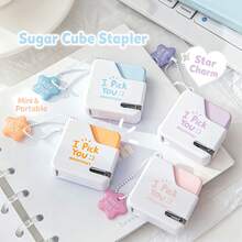 1pc RosyPosy Soft Design Sugar Cube Mini Stapler, Exquisite Pendant Style Portable Stapler For Girls - A - View 4