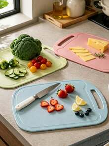 3Pcs/2pcs/1pc PP Cutting Board Set,Colorful Kitchen Chopping Boards With Handle,Reusable Food Prep Boards For Fruit, Vegetables,Meat, Bread,Lightweight Kitchen Cutting Mats,Home Cooking Kitchen Accessories - Multicolor - View 9