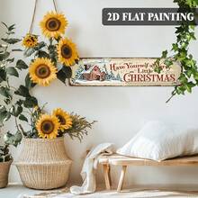 2D Datar, 1 buah, Hanya untuk Penggunaan Dekoratif, Papan Dekoratif Tema Natal Gaya Pedesaan, Papan Logam 16x4 Inci, Plakat Gantung Dinding Vintage, Cocok untuk Teras, Ruang Tamu, Kafe, Bar, Rumah Pertanian, Hadiah Natal yang Sempurna (Gaya Acak) - A - View 6