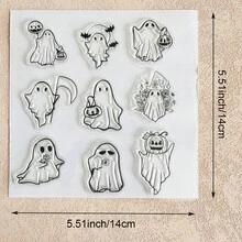 Halloween Clear Silicone Stamps With Pumpkin Ghost Witch Bat Cat Castle Patterns For Scrapbooking, Card Making & DIY Paper Crafts - Halloween-3 - View 24