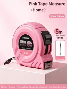 1Pc Retractable Tape Measure, Compact Design Feature Steel & Plastic Material, Minimalist Cute Style Pink Color Portable Size Dual Lock Detail Measuring Ruler For Home Craft DIY - Pink Tape Measure - View 8