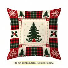 4pcs/1pc Christmas Patchwork Plaid Pattern Pillow Case, Single-Sided Printed Pillow Case, Suitable For Living Room Bedroom Home Decor, All-Season Pillow Case - Multicolor - View 11