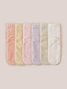 1/3/6 Pasang Kaos Kaki Wanita Multi-Warna Tebal Berlapisan Bulu Domba, Kaos Kaki Selop Rumah yang Hangat, Kaos Kaki Tidur Anti Selip, Desain Sederhana, Musim Gugur/Musim Dingin - MultiWarna - View 16