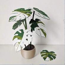 2D Leaf Shaped Coaster, Multi-Color Calla Lily Potted Plant, Acrylic Tropical Style Calla Lily Potted Plant, Tropical Style Desktop Decor, Unique Gift For Plant Lovers - Green - View 6