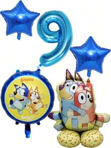 MASSDI Set Balon Foil Bertema Kartun Bluey, Bentuk Karakter Bulat, Bintang, dan Angka, Berbagai Ukuran 30/25,5/18 Inci (76,2/65/45,7 cm), Tepi Halus, Mudah Ditiup & Dipajang, Ideal untuk Dekorasi Tempat Perayaan Ulang Tahun, Hadiah Kreatif, Souvenir Pesta - Berbagai gaya - View 17