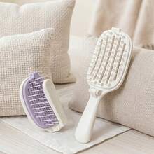 1pc Folding Wavy Comb, Automatic Cleaning, High Crown Volumizing Long Hair Brush, Massage Portable Styling Comb - Multicolor - View 4