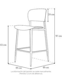Banco de Barra Tapizado en Vinipiel Color Naranja con Respaldo 49x39x97 cm| Taburete Alto Moderno con Reposapiés| Asiento y Respaldo Curvos Acolchados| Patas de Metal Naranja Resistentes| para Bar Cocina Isla y Desayunador| Fácil de Limpiar - Naranja - Ver 8