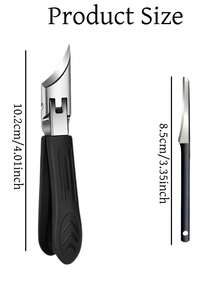2pcs/Set Stainless Steel Ingrown Toenail Clippers, Simple Home Toenail Clippers, Unisex Toenail Grooming Tools, Toenail Care Tools, Toenail Trimming - Black - View 6