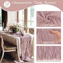 Dusty Pink 10Ft Cheesecloth Table Runner Boho Gauze Rustic Cheese Cloth Long Romantic Table Runner For Wedding Bridal Shower Birthday Party Table Decor - Multicolor - View 5
