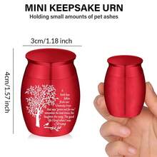 Urns For Human Pet Ashes 1.57 Inches Aluminum Alloy Small Urns For Human Pet Ashes Keepsake, Mini Urn For Human Ashes Memorial Cremation Urns For Human Ashes-Tree Of Life Funeral Keepsake Urn - Multicolor - View 2