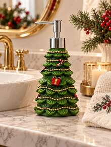 1pc Christmas Tree-Shaped Hand Soap Dispenser – Christmas-Themed Liquid Soap Bottle With A Pump; Suitable For Bathroom Vanities Or Kitchen Countertops; Refillable For Lotion; Festive Home Decor And Christmas Gift. - Multicolor - View 9