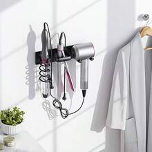 Wall-Mounted Hair Dryer Holder, Adhesive Curling Iron Rack, Hair Tool Storage Organizer, Suitable For Bathroom Curling Iron, Hair Dryer And Flat Iron, Salon Organization Solution, Small Space Solution, Portable Storage Box - A - View 4