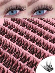 100pcs C Curl Cluster False Eyelashes, 8-16mm Length, Segmented Single Cluster False Eyelashes, DIY Dedicated, Single Cluster Eyelash Extensions, Cluster False Eyelashes, Single Cluster False Eyelashes - D - View 1