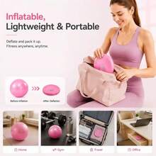 Pink Mini Yoga Fitness Ball, Pink Resistance Band Set, For Pilates Core Training - A - View 5