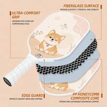 Cute Dog Pattern Fiberglass Pickleball Paddles Set,2 Paddles+4 Balls+2 Overgrips+Carry Bag,Lightweight Pickleball Racket Kit For Beginners Men Women Outdoor Sports - Apricot - View 3