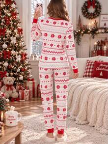 2pcs Women Comfortable Christmas Pajama Set, Soft Fabric Sleepwear Homewear Suit - Multicolor - View 8