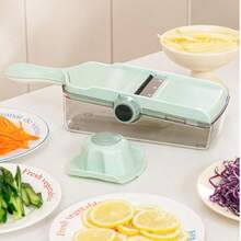 The Kitchen Is Adjustable And Comes With A Storage Box And Peeler, Stainless Steel Multifunctional Vegetable And Fruit Slicer, Onion, Potato, Tomato, Cabbage, Apple, Lemon Slicer, And Multi-Purpose Vegetable And Fruit Slicer. - Multicolor - View 8