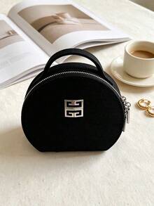 Givenchy Parfums Black Round Cosmetic Bag 4G Logo Portable Handheld Travel Makeup Storage Bag Multi-Functional Toiletry Organizer Elegant Women's Holiday Gift - Black - View 5