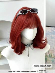 7JHH WIGS 14 Inch Red Short Bob Curly Wigs For Women Soft Silky Heat-Resistant Synthetic Fiber Wigs ForDaily Or School, Use, Perfect For Holidays Music Festivals Celebrations, Sakura Celebration,Graduation Gift & Gift For Friend' S Wig Accessory - Multicolor - View 3
