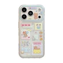 GUCADI Transparent Phone Case With Cute Pudding Bear And Blue Bear Collage Design, Suitable For Apple 17 And 18 Pro, Exquisite Design With Transparent Material And Heart Pattern On The Sides, Also Suitable For 15 And 16, Cute And Girly, Creative Design With Geometric Shapes And Cartoon Style, Unique Appearance With Strong Style - Clear - View 13