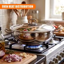 Geezy Stainless Steel Casserole Pot With Lid Shallow Induction Casserole Dish With Ovenproof Base (Not Lid) For Gas, Electric, Ceramic & Halogen Hobs, Dishwasher Proof Cookware - View 7