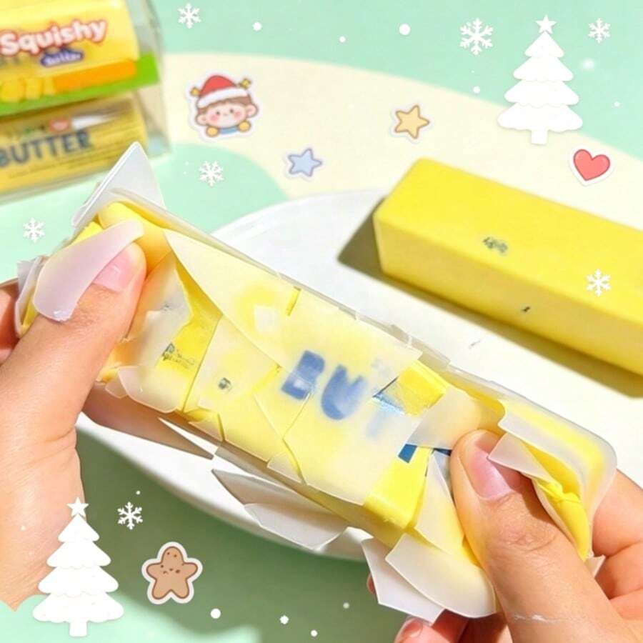 Christmas Butter Stick Realistic Crispy Strip - Large Squeeze Toy, Soft Compressible Plaything, Desktop Collectible Decor, Holiday Gift Fun Small Item Super Realistic Oversized Toy - Gift For Friends And Family