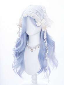 alicegarden 28-Inch Long Synthetic Wig Featuring A Natural Wavy Style In A A Stunning Blue. Middle Part Design , This False Hairpiece Is Perfect For Ms Daily Party Cosplay Use, Offering A Natural And Natural Durable Wig Gift For Ladies. (No Accessories) - Blue - View 5