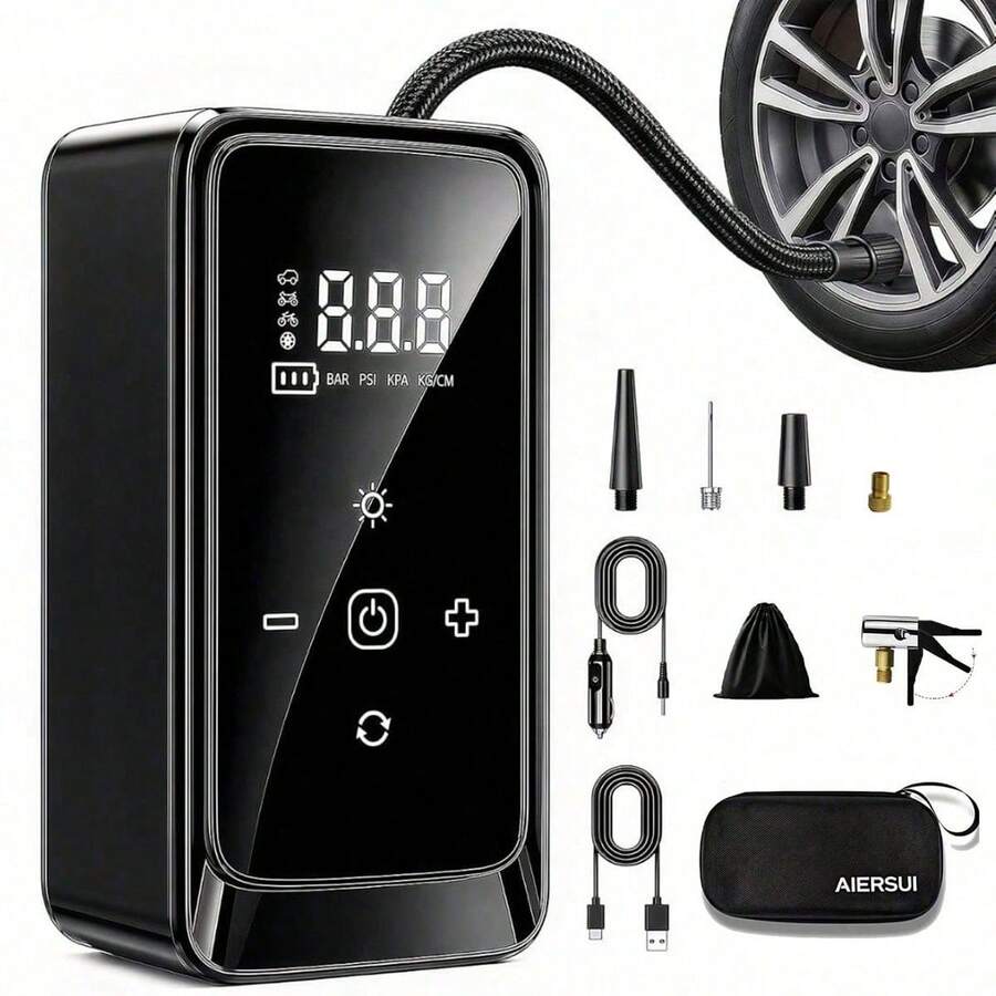 SUITU Tire Inflator Portable Air Compressor, Bike Pump, Air Pump For Car Tires 150PSI With Digital Pressure Gauge, Auto Shut-Off, Fast Inflation, Bike Tire Pump For Car, Motorcycle, Bike, Ball. 11.1V/DC12V 1300mAh