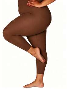 Plus Size High Waist Capri Tights, Solid High Stretch No Foot 9/10 Length Shaping Hosiery, Multi Colors - Multicolor - View 13