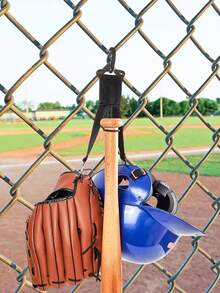 1pc 3-In-1 Baseball & Softball Equipment Rack, Multi-Functional Wall-Mounted Storage Rack With Hooks, Carabiners And Bat Holder, Convenient For Storing Gloves, Helmets And Bats, Suitable For Hiking Camping Accessories And Baseball Accessories - Multicolor - View 3