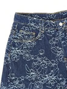 LIYS Men's Blue Wash Loose Wide Leg Jacquard Jeans Loose Casual Style Trousers Fall - Blue - View 6
