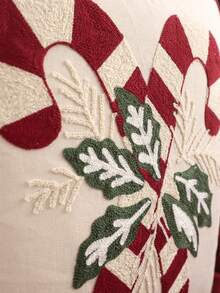 1件/2件裝聖誕裝飾抱枕套 糖果棒刺繡帆布 沙發客廳臥室家居裝飾 派對節日禮物 - 綠色 - 查看 5