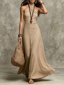 Women Midi Dresses - Pale Yellow - View 1