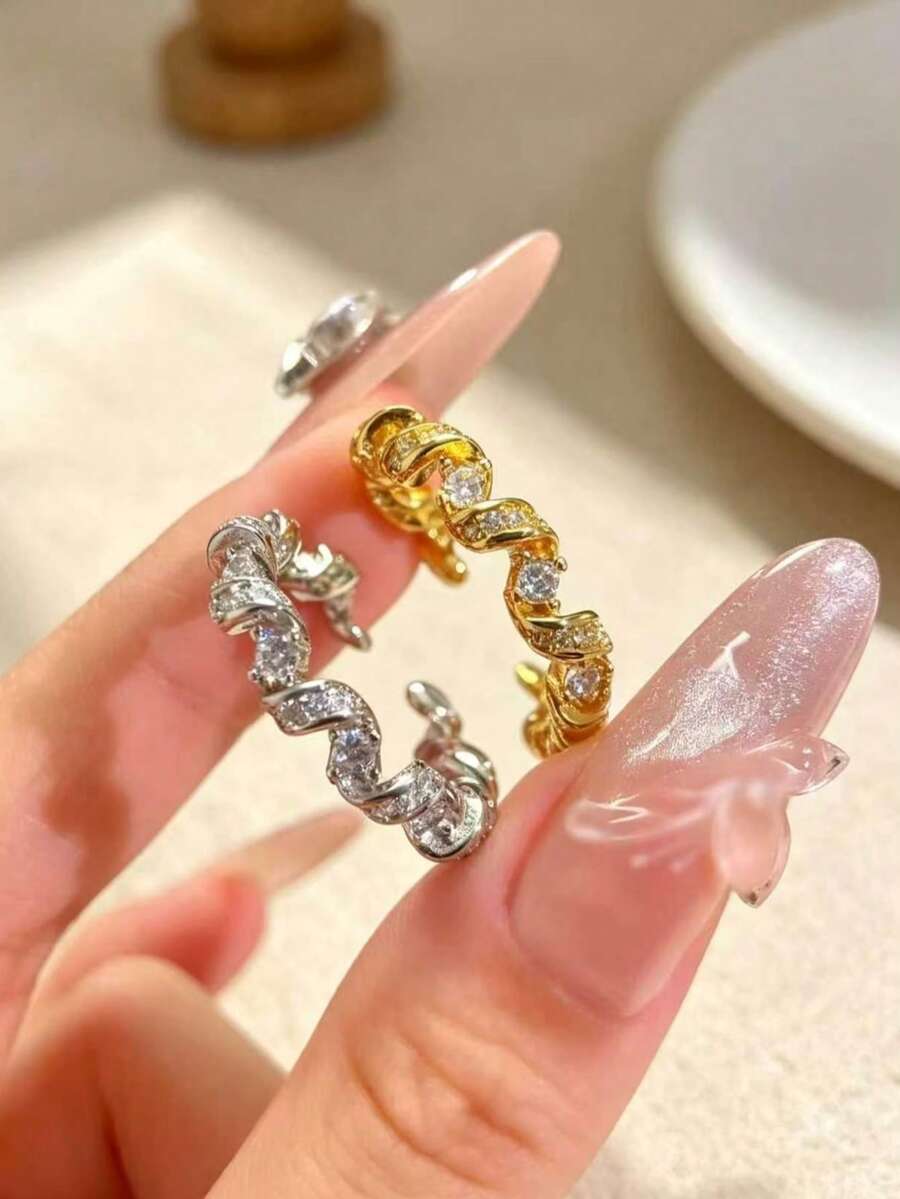 New Planet Hollow Saturn Couple Rings, Unisex Luxury Personalized Fashion Open Saturn Ring - Telephone Cord Ring - View 1