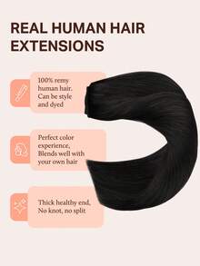 DOORES Halo Human Hair Extensions Invisible Wire With Transparent Headband, Real Remy Hair Seamless Adjustable Size Removable Clips 12-22 Inch - S1B - View 2
