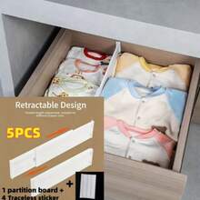 5PCS (1 Divider + 4 Adhesive Pads) Adjustable Drawer Divider Set, With Plastic Divider, Suitable For Kitchen Utensils/Socks/Underwear/Desk Drawer Storage, Adjustable Drawer Divider, Heavy Duty Plastic Expandable Folding Storage Box, Drawer Space Partition, Adjustable Drawer Divider, Suitable For Deep/Shallow Drawers, Underwear, Socks Storage, Drill-Free Adjustable Drawer Storage, Expandable Storage Divider - Universal Drawer - View 12