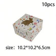 5pcs 10.2*10.2*6.5cm Rabbit Egg Shaped Transparent Window With Lid Anti-Deformation Baking Pastry Packaging Box, Fresh And Cute Style, Multi-Color Options, Square, Suitable For Donuts, Mini Cakes, Cookies And Other Desserts, Applicable To Birthday Party, Afternoon Tea, Gift, Picnic, Daily Baking Scenes - Multicolor - View 9