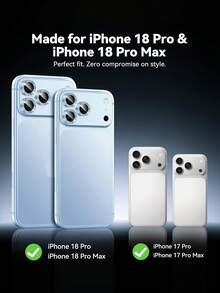 3片裝藍色亮片鏡頭保護膜，相容 iPhone 18 Pro/18 Pro Max，9H 鋼化玻璃 + 金屬鏡頭環，高清防刮，適配手機殼，簡易安裝，亮麗設計，含零售包裝 - 淺藍色 - 查看 2