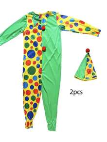 2PCS/Men's Clown Costume Set, Adult Multi-Color Funny Circus Clown Outfit, Halloween, Carnival, Cosplay Party Costume - Multicolor - View 6