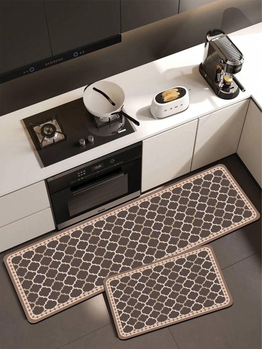 1pc Moroccan Geometric Rhombus Pattern Floor Mat, 3.5mm Soft Rubber Material, Water-Absorbent And Easy To Clean. Suitable For Hallway, Bathroom, Living Room, Outdoor Door Mat And Toilet. All-Year Use, Suitable For Various Holidays. - Multicolor - View 1
