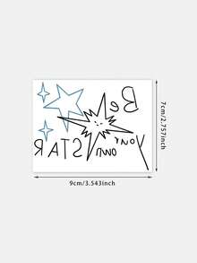 1pc Temporary Tattoo Sticker, Simple Line Star With Slogan Be Your Own Star Pattern, Realistic Fake Tattoo Design, Suitable For Daily, Bachelorette Party Favors, Music Festivals, Cosplay, Graduation Gifts, Lasts 3-5 Days - Multicolor - View 2