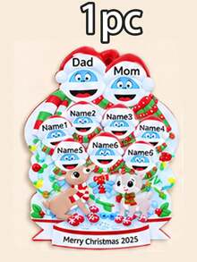 Custom Christmas Ornament, Whimsical Winter Christmas Decor, Personalized 2-9 Names Family Christmas Tree Decorations, Festive Holiday Home Decor, Customized 2026 Keepsake Gift, Customizable Hanging Ornament For Family, Couples, Friends - Style E - View 13