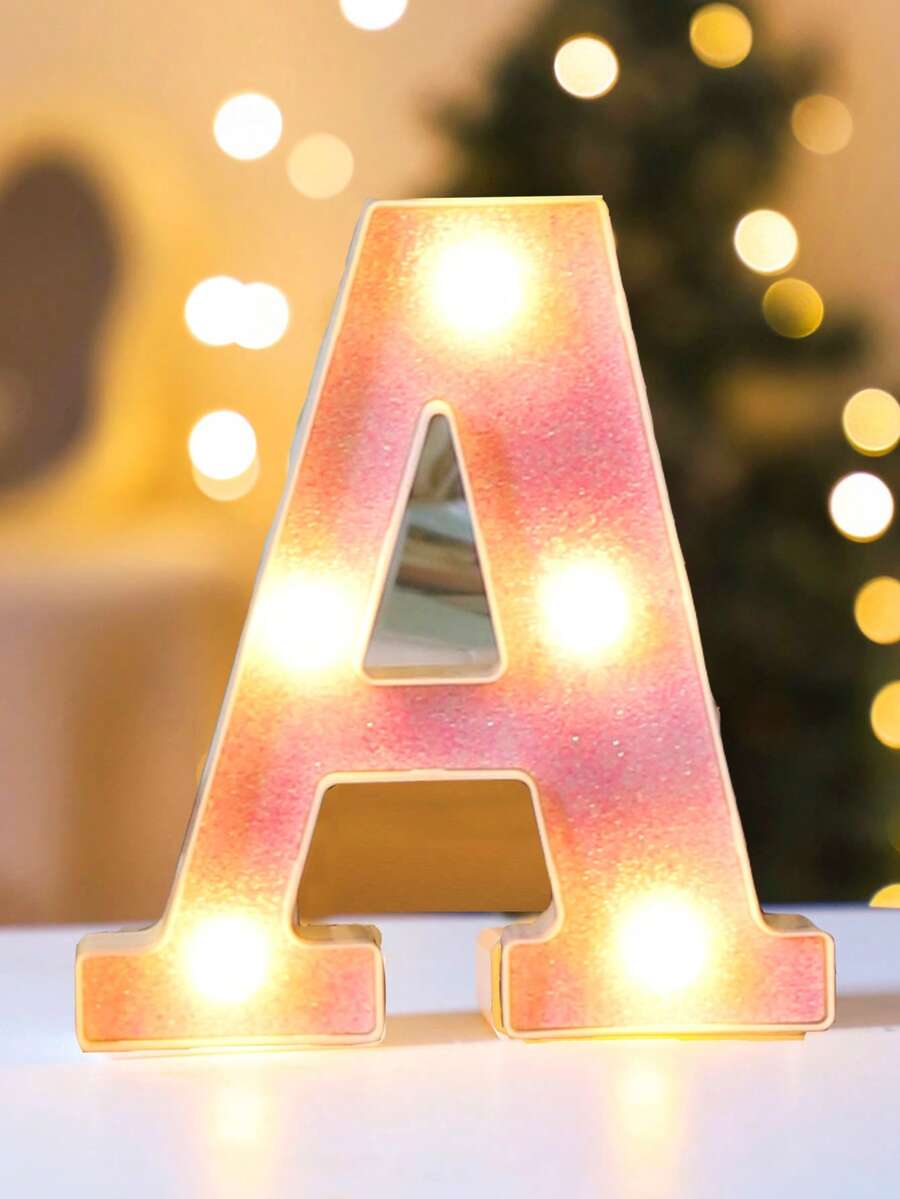 1pc 16cm Pink Luminous Letter Light, Home Decoration LED Letter Light, Indoor Room Wedding Proposal Birthday Party Decoration Letter Light Board