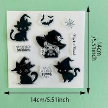 Halloween Spider Web Cat Witch Owl Pumpkin Clear Silicone Stamp,Vintage Gothic Reusable Transparent Seal For Scrapbooking Journal Card Making DIY Craft Decor Stamp - WS-2 - View 30