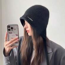 1pc Solid Color Casual Elegant Acrylic Knit Beanie Hat, Autumn/Winter New Style, Fashion Versatile Cute Rope Warm Women's Cold Weather Hat - One Size Fits All - View 5