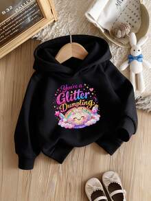 Baby Girl Cute Dumpling Rainbow Pattern Hooded Sweatshirt, Long Sleeve Pullover - Black - View 11